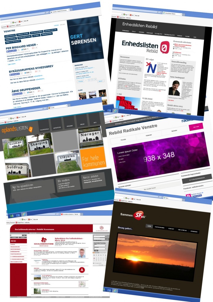 Partiernes hjemmesider. Collage
